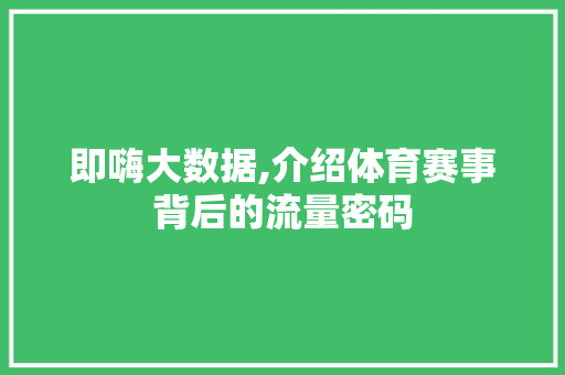 即嗨大数据,介绍体育赛事背后的流量密码 百度算法