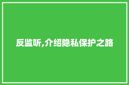 反监听,介绍隐私保护之路