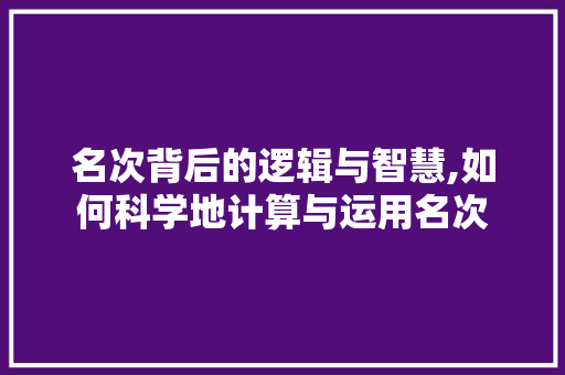 名次背后的逻辑与智慧,如何科学地计算与运用名次