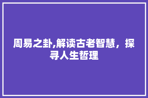 周易之卦,解读古老智慧，探寻人生哲理 搜狗优化