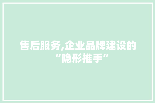 售后服务,企业品牌建设的“隐形推手” 搜狗优化
