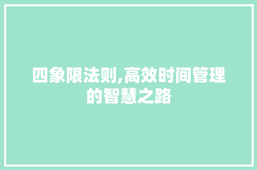 四象限法则,高效时间管理的智慧之路 网站开发