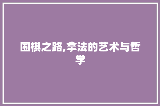 围棋之路,拿法的艺术与哲学