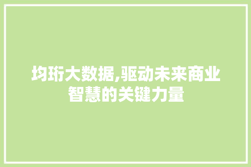 均珩大数据,驱动未来商业智慧的关键力量 头条优化