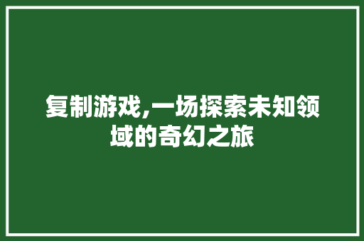 复制游戏,一场探索未知领域的奇幻之旅