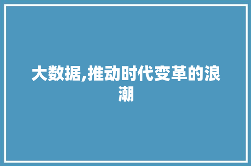大数据,推动时代变革的浪潮 网站优化