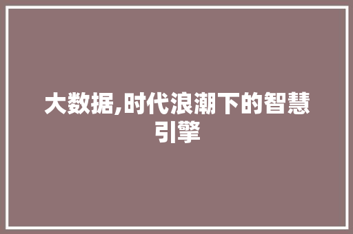 大数据,时代浪潮下的智慧引擎 AI技术学习