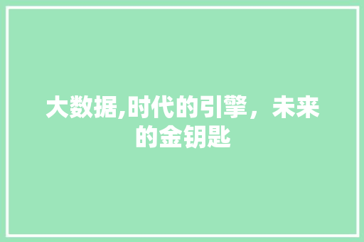 大数据,时代的引擎，未来的金钥匙