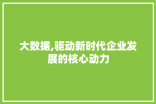 大数据,驱动新时代企业发展的核心动力 搜狗优化