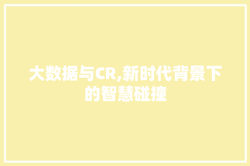 大数据与CR,新时代背景下的智慧碰撞