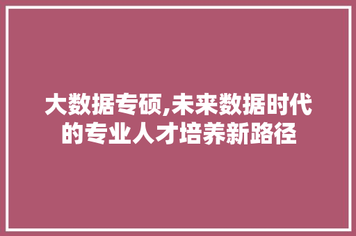 大数据专硕,未来数据时代的专业人才培养新路径 小程序开发