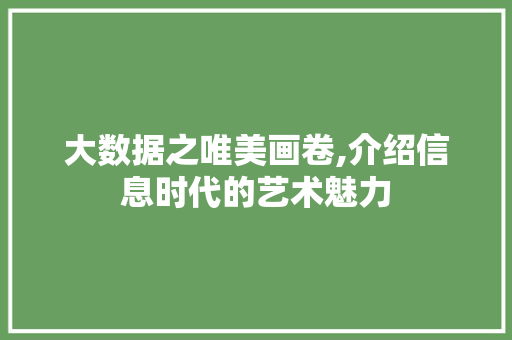 大数据之唯美画卷,介绍信息时代的艺术魅力