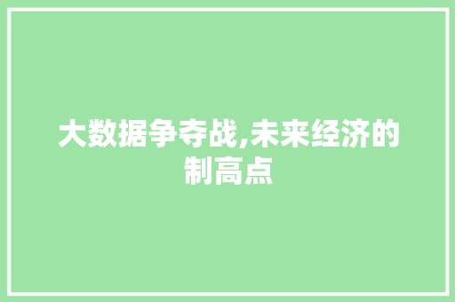 大数据争夺战,未来经济的制高点 百度算法