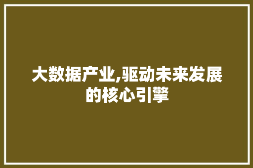 大数据产业,驱动未来发展的核心引擎 百度算法