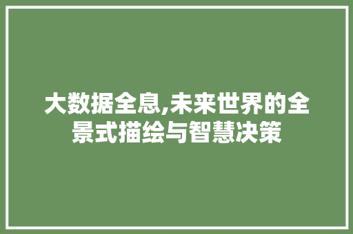 大数据全息,未来世界的全景式描绘与智慧决策 网站开发