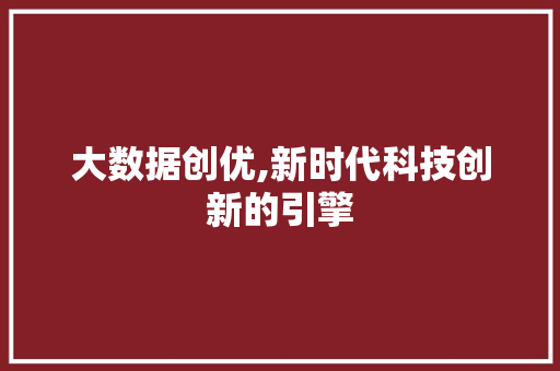 大数据创优,新时代科技创新的引擎