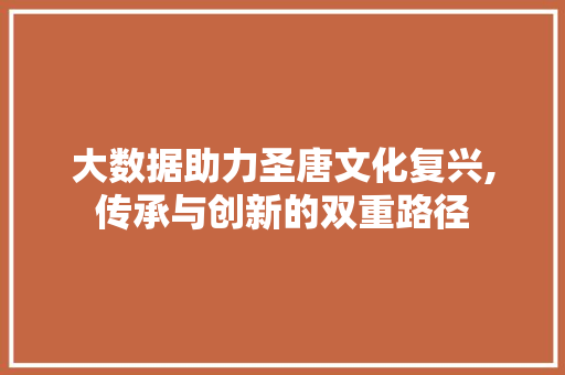 大数据助力圣唐文化复兴,传承与创新的双重路径