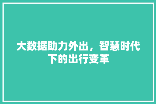 大数据助力外出，智慧时代下的出行变革