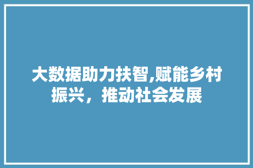 大数据助力扶智,赋能乡村振兴，推动社会发展 搜狗优化