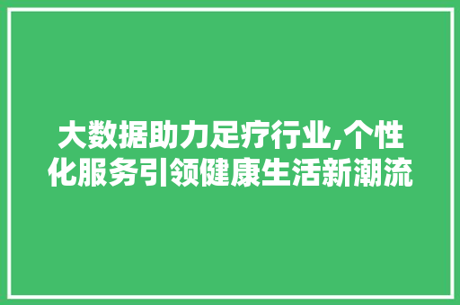 大数据助力足疗行业,个性化服务引领健康生活新潮流