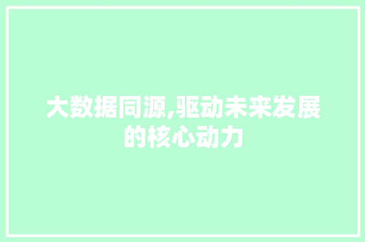 大数据同源,驱动未来发展的核心动力