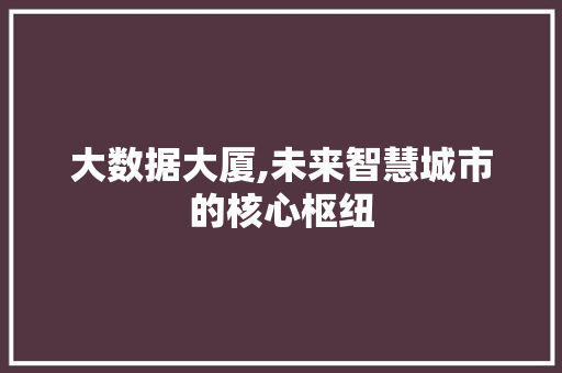 大数据大厦,未来智慧城市的核心枢纽