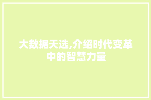 大数据天选,介绍时代变革中的智慧力量