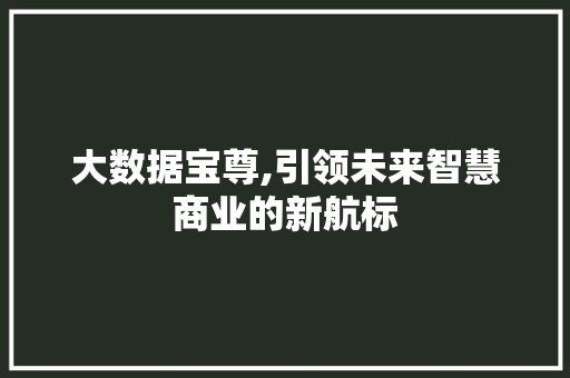 大数据宝尊,引领未来智慧商业的新航标