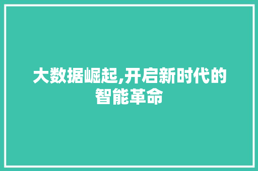 大数据崛起,开启新时代的智能革命 头条优化
