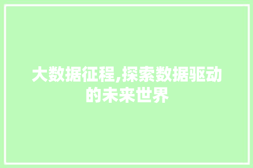 大数据征程,探索数据驱动的未来世界