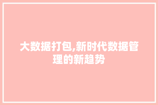 大数据打包,新时代数据管理的新趋势