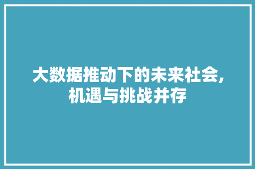 大数据推动下的未来社会,机遇与挑战并存