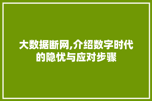 大数据断网,介绍数字时代的隐忧与应对步骤 搜狗优化