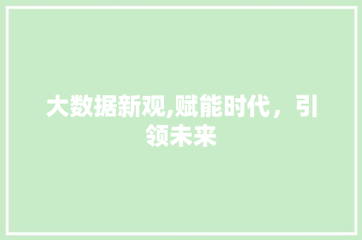 大数据新观,赋能时代，引领未来