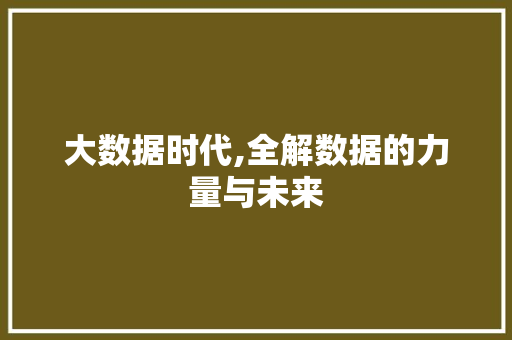 大数据时代,全解数据的力量与未来