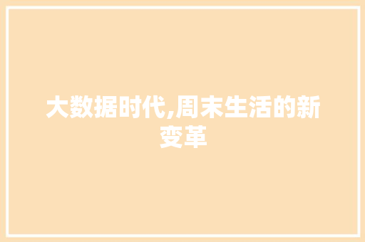 大数据时代,周末生活的新变革 英文谷歌算法