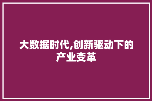 大数据时代,创新驱动下的产业变革 网站优化