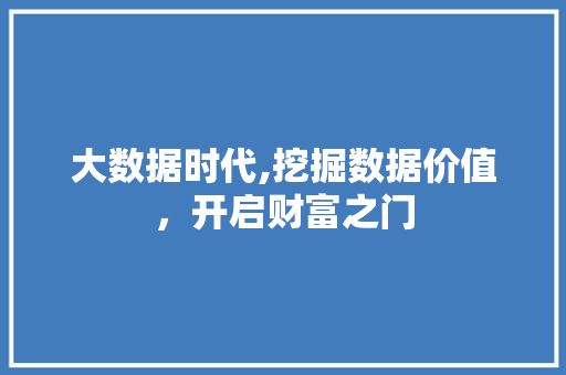 大数据时代,挖掘数据价值，开启财富之门