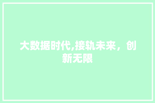 大数据时代,接轨未来，创新无限