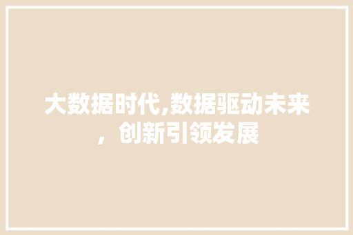 大数据时代,数据驱动未来，创新引领发展
