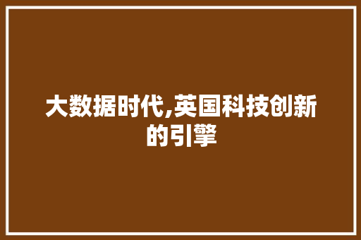 大数据时代,英国科技创新的引擎 AI技术学习