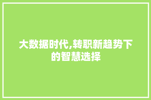 大数据时代,转职新趋势下的智慧选择 小程序开发