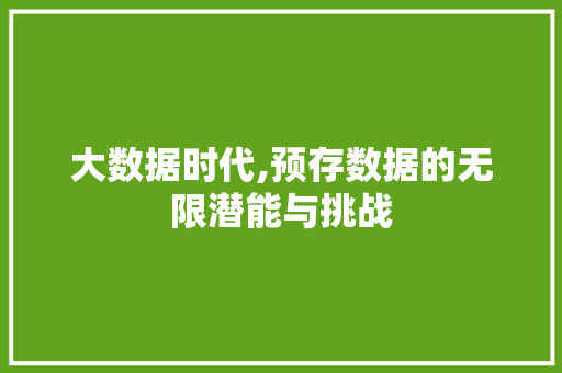 大数据时代,预存数据的无限潜能与挑战 百度算法