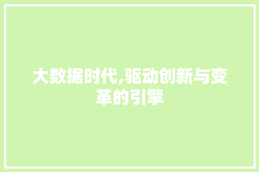大数据时代,驱动创新与变革的引擎