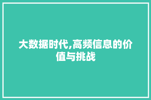 大数据时代,高频信息的价值与挑战
