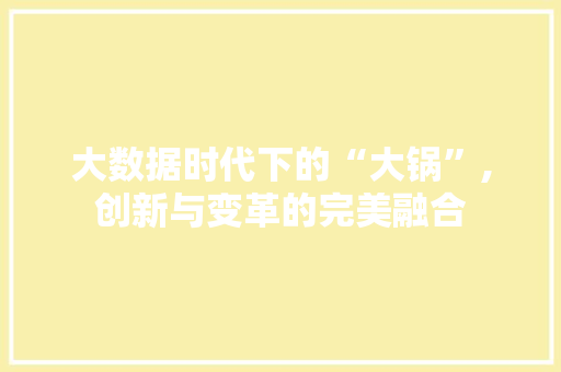 大数据时代下的“大锅”,创新与变革的完美融合 360搜优化