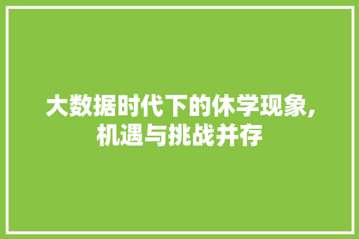 大数据时代下的休学现象,机遇与挑战并存 小程序开发