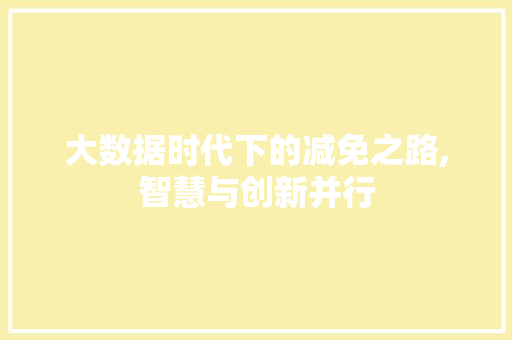 大数据时代下的减免之路,智慧与创新并行 360搜优化