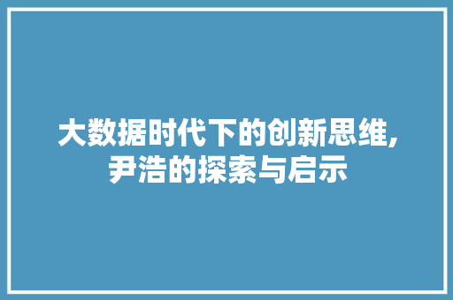 大数据时代下的创新思维,尹浩的探索与启示 seo技术