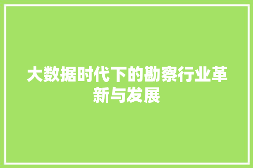 大数据时代下的勘察行业革新与发展 搜狗优化